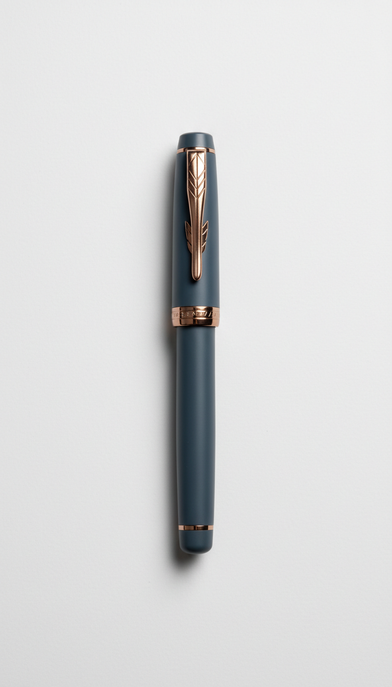 Graphite Blue Fountain Pen with Bronze Accents